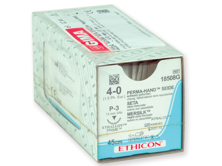 ETHICON PERMA-HAND SILK SUTURE - 4/0 needle 13 mm