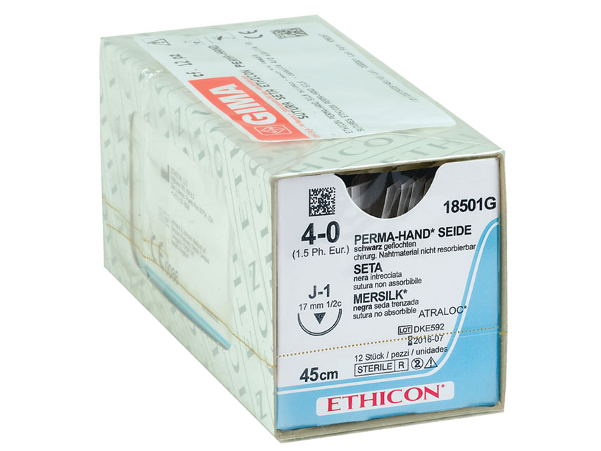 ETHICON PERMA-HAND SILK SUTURE - 4/0 needle 17 mm