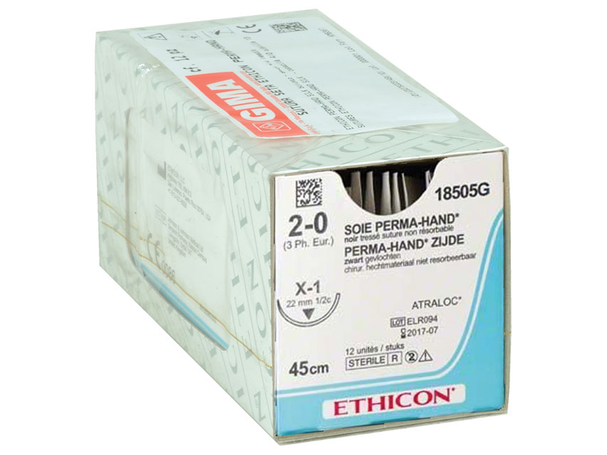 ETHICON PERMA-HAND SILK SUTURE - 2/0 needle 22 mm