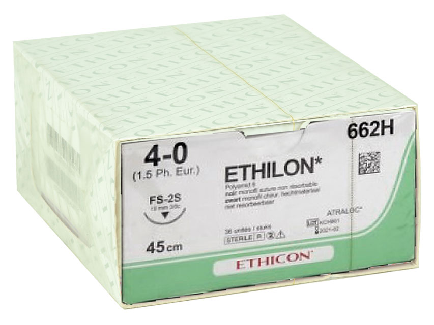 ETHICON ETHILON SINGLE THREAD SUTURE - 4/0 needle 19 mm
