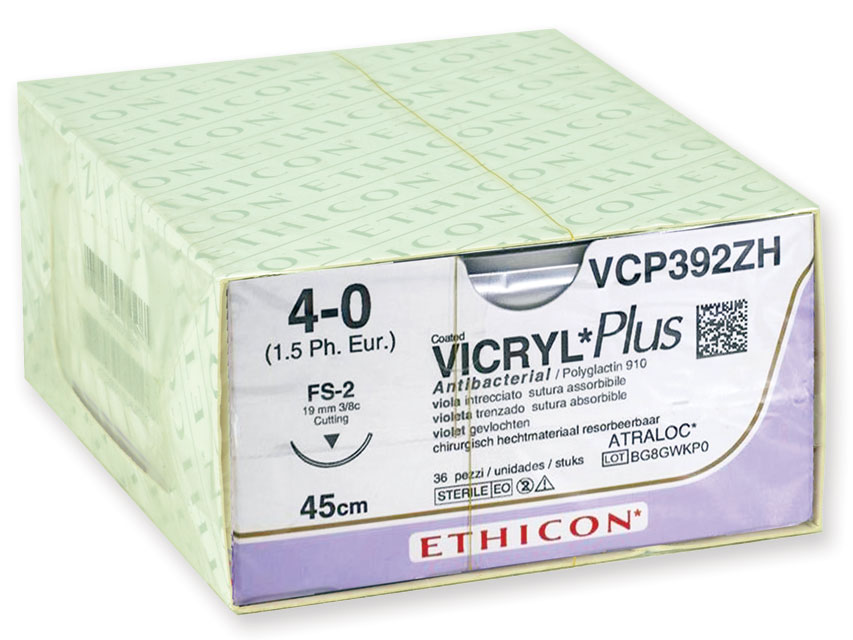 ETHICON VICRYL PLUS ABSORBABLE SUTURE - 4/0 needle 19 mm