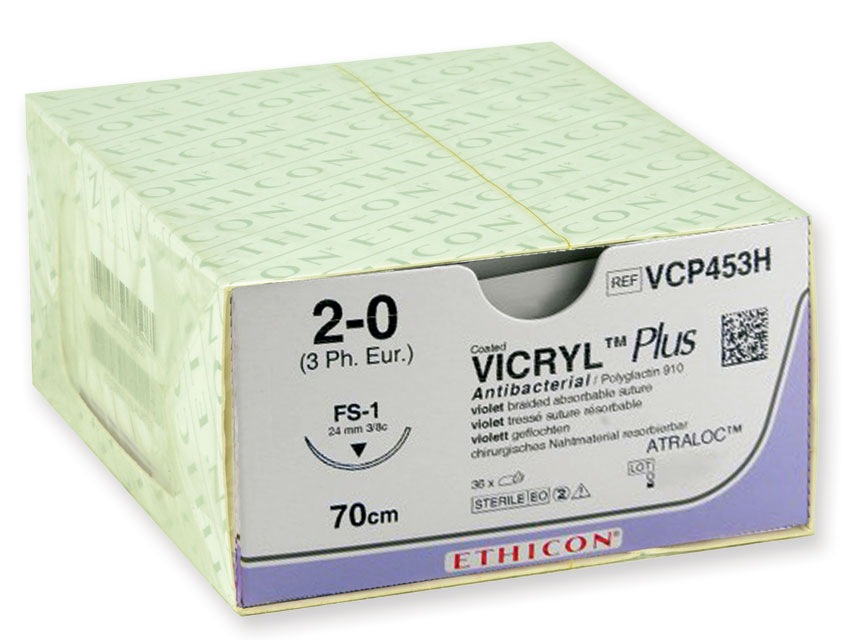 ETHICON VICRYL PLUS ABSORBABLE SUTURE - 2/0 needle 24 mm