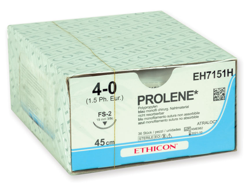 ETHICON PROLENE BLUE SINGLE THREAD SUTURE - 4/0 needle 19 mm - 75 cm