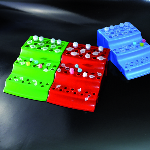 Holder for 43 microtubes in PP with three levels colour green
