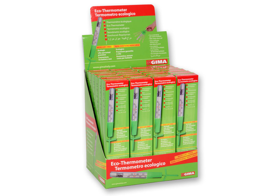 ECOLOGICAL THERMOMETER EXHIBITOR with shaker