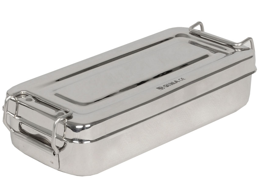 STAINLESS STEEL BOX 18x8x4cm - with handles
