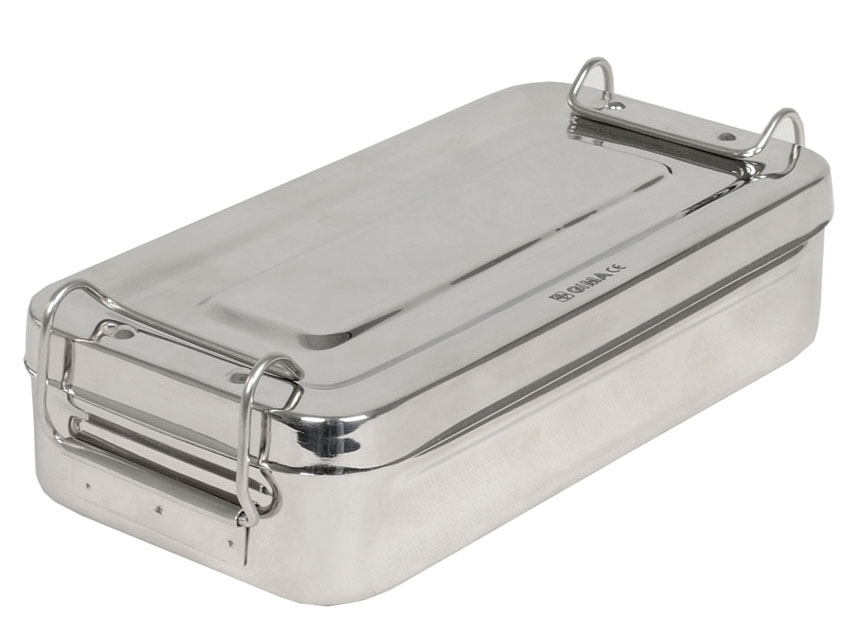 STAINLESS STEEL BOX 20x10x4,5cm - with handles