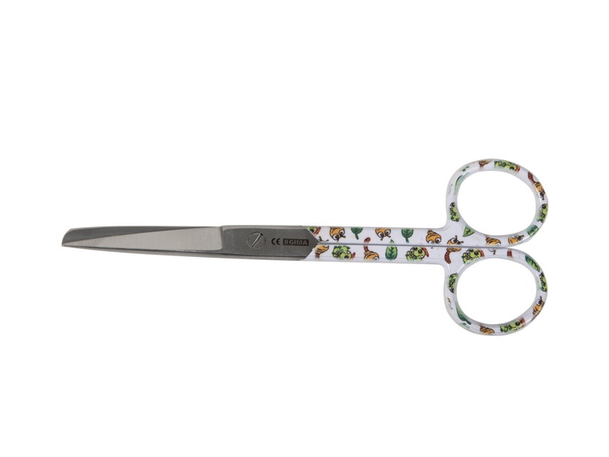 STAINLESS STEEL SCISSORS RECTANGED ALTERNAL POINTS - caterpillar pattern - 14 cm