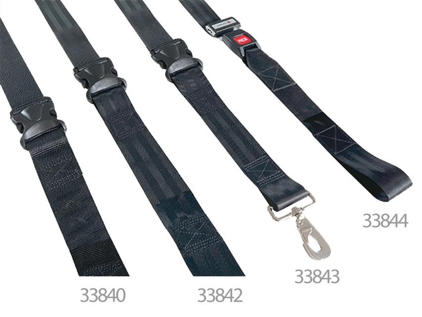 SAFETY BELT B8 - black polyester - hook end available September 2024