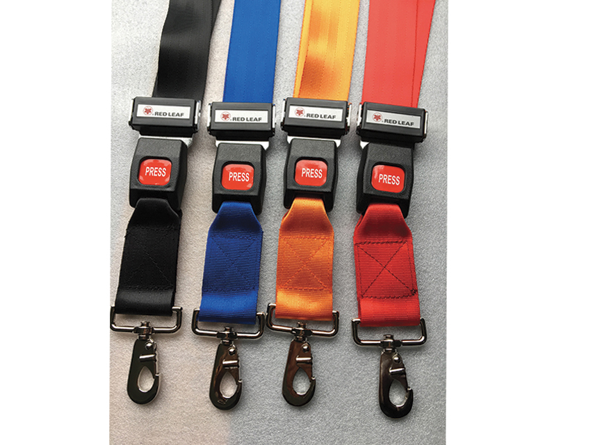 SET OF 4 SECURITY BELTS WITH HOOK - polyester 4 colours - ends with hook, metal buckle available September 2024