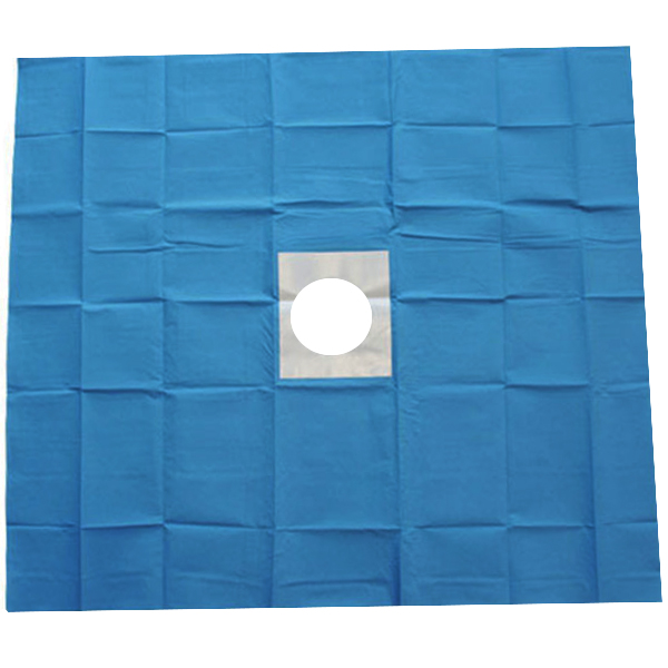 Sterile ophthalmic surgery drape 50x75cm hole 10x10cm w/film and collection pouch