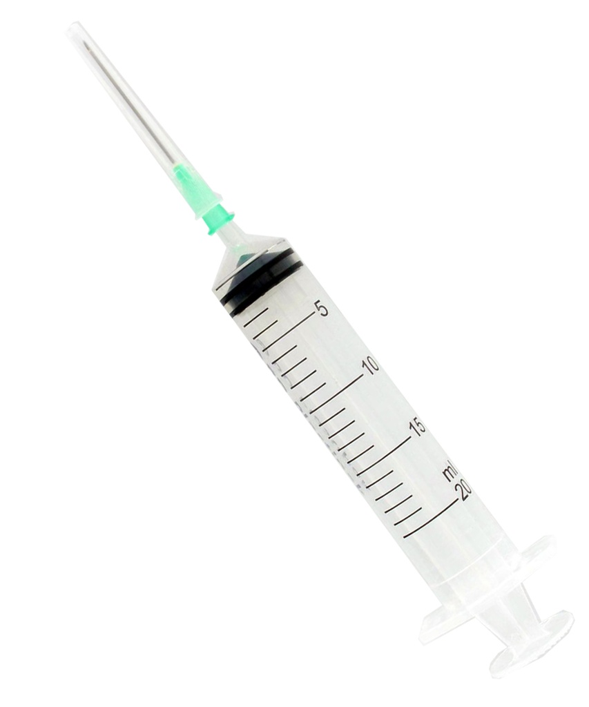 Syringe cc 10 with needle g21 eccentric luer cone