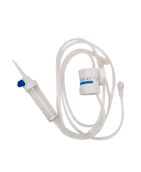 Infusion set with air intake and two-stage flow regulator
