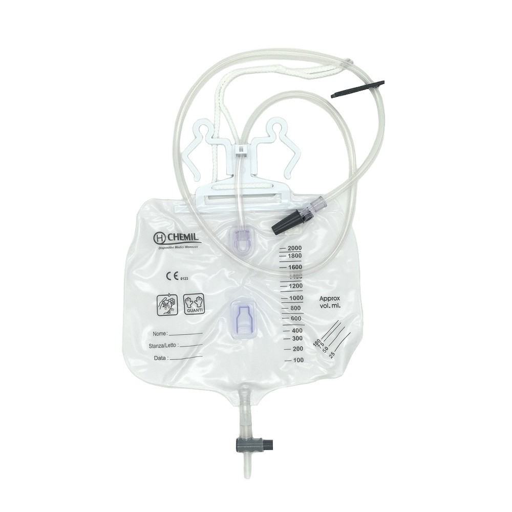 Bed bag with antir. valv. and sterile sc. tap 2000 ml tube 130 cm SM4
