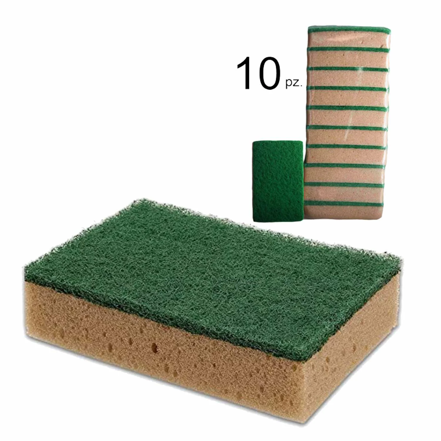 Spugna abrasiva accoppiata tabacco/verde