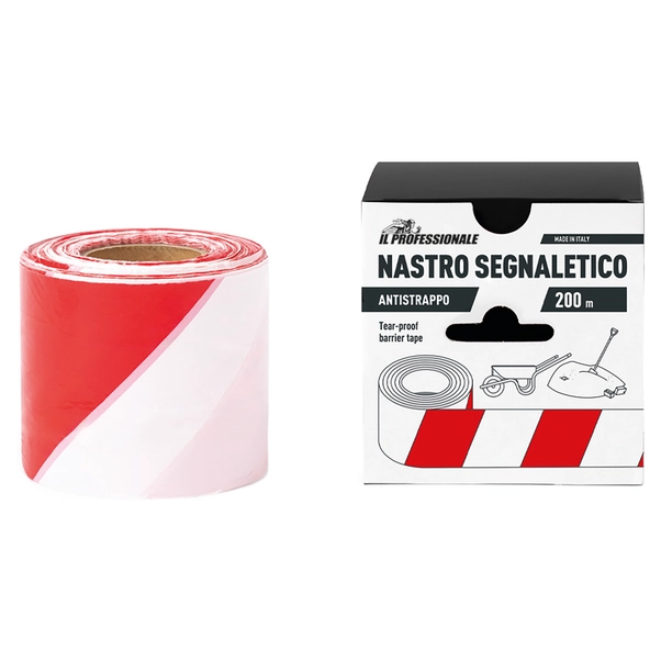Nastro segnaletico bianco/rosso H.7cm - 200mt