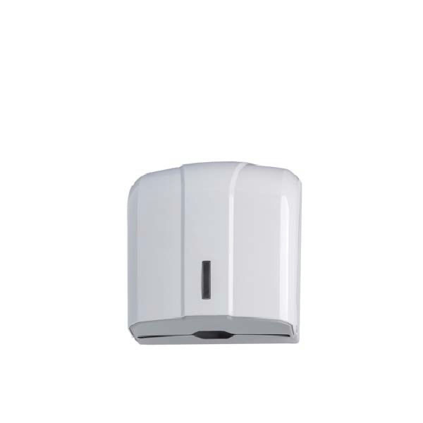 Distributore di carta asciugamani piegata a C, Z, M o V in abs bianco mod. Wave 300 fogli