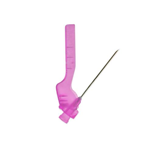 Pink g18 hypodermic needle with microtip safe device