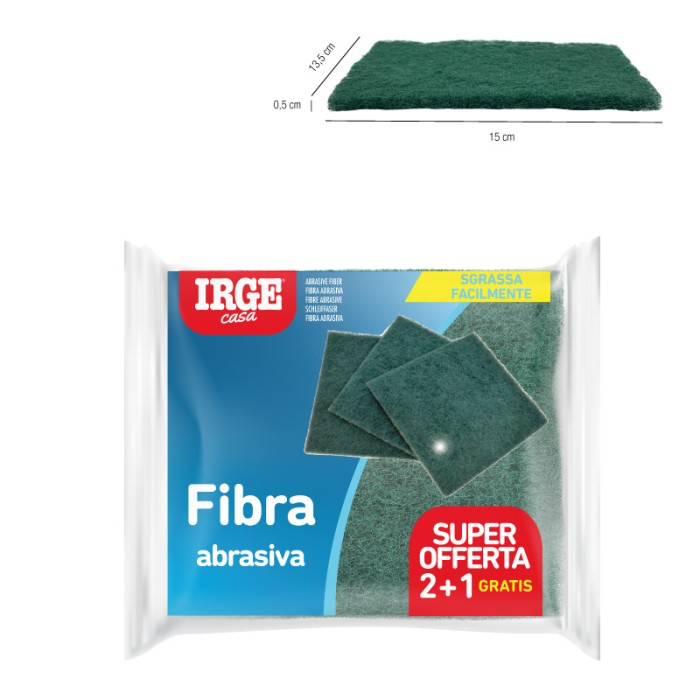Spugna fibra abrasiva verde (confezione da 3 spugne)