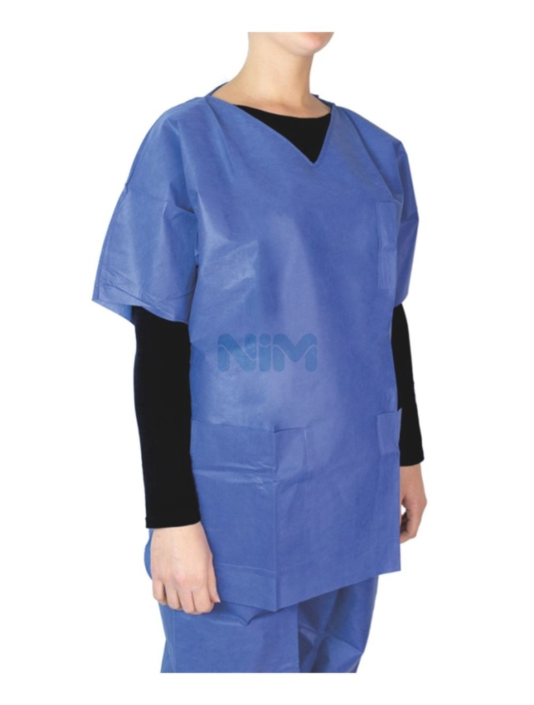 Disposable surgeon's uniform m/c with drawstring 3 pockets water-rep. TG.S