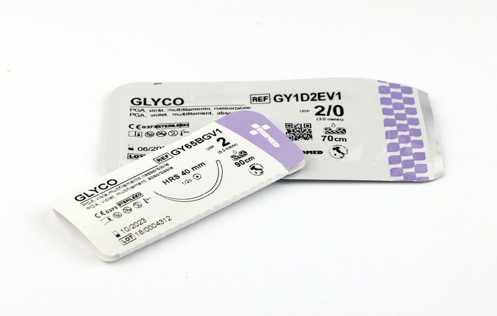 Suture Glyco DS24 USP 2-0 EP 3 cm.70 - needle 3/8 triang.plurifilament absorbable