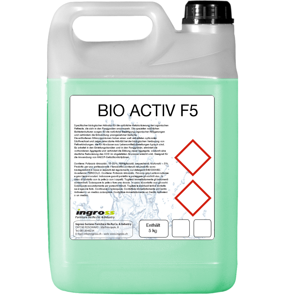 Bio Active F5 biological activator for kitchen grease traps can kg.5