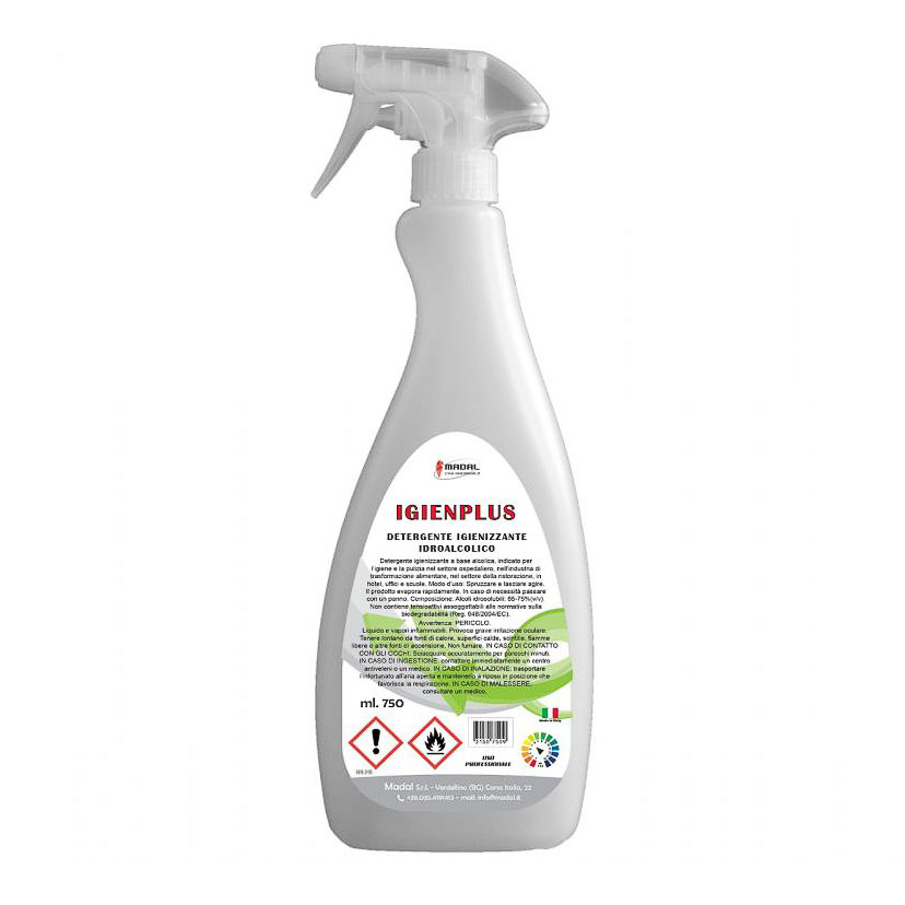 Alcoholic surface disinfectant cleaner Igienplus 750 ml w/spray