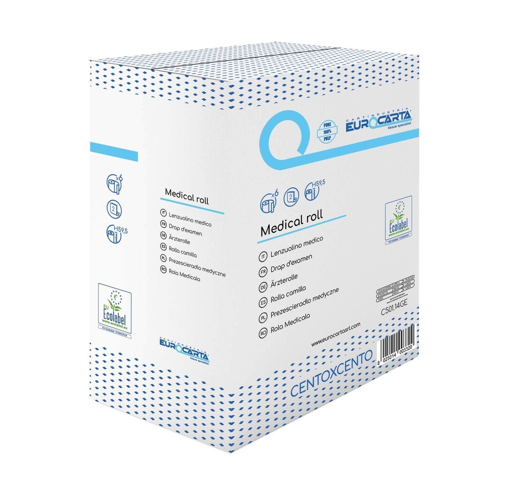 100% cellulose bed sheet h 60 cm x 66 m 2 ply Ecolabel
