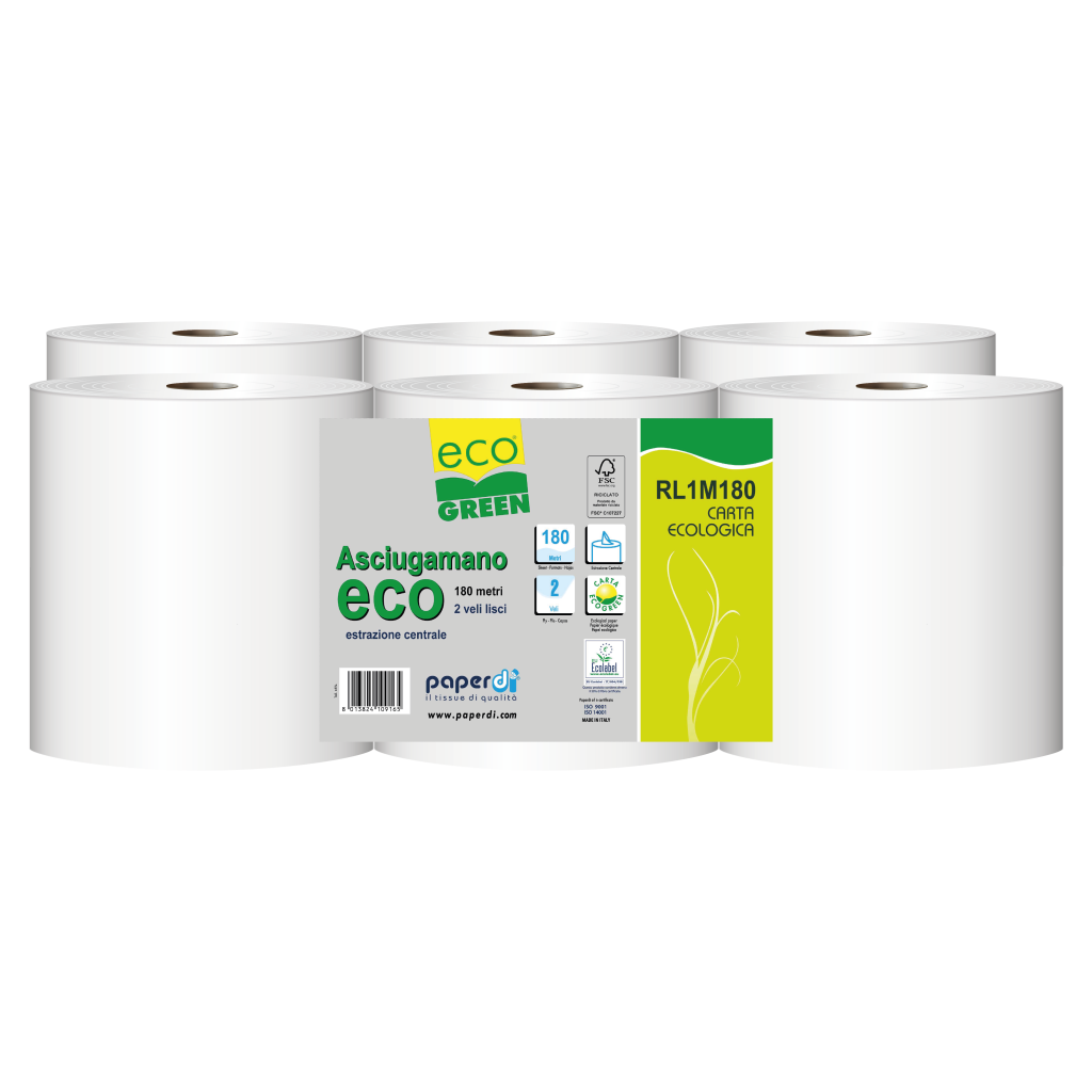 Hand towel roll 2 ply 180metres ecogreen
