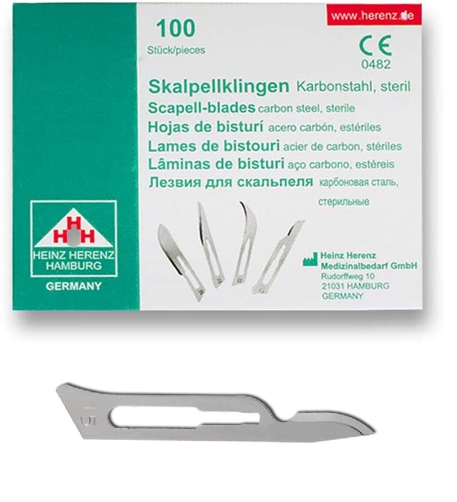 Heinz Herenz Sterile Carbon Steel Disposable Scalpel Blades No.15-C