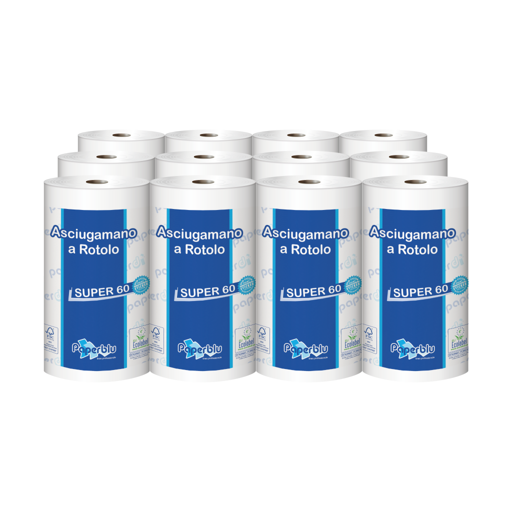 Maxi towel roll 60 metres pure cellulose 2 ply

