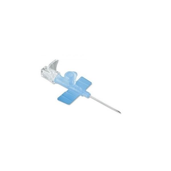 Cannula needle 1 way g22 with fins 25 mm blue