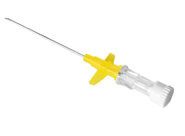Cannula needle 1 way g24 with fins 19 mm yellow
