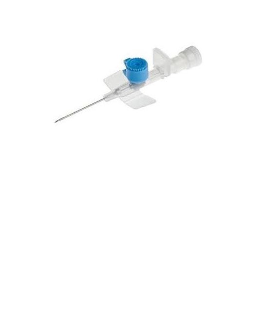 2-way cannula needle with injection valve g22 25 mm blue