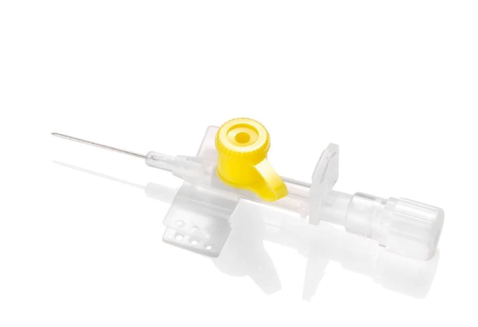 2-way cannula needle with injection valve g24 19 mm yellow