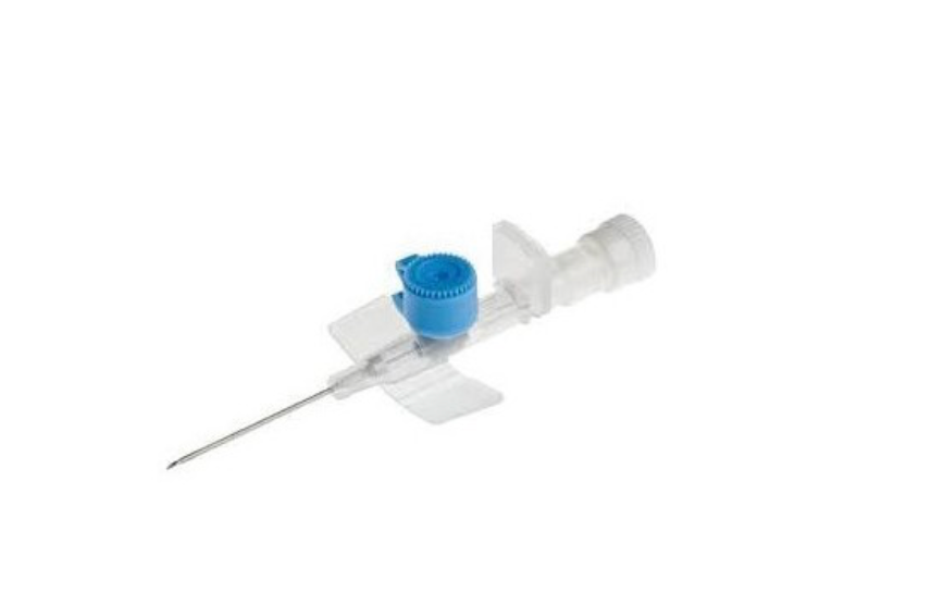 Cannula needle with flaps 1via g22 passive safety system