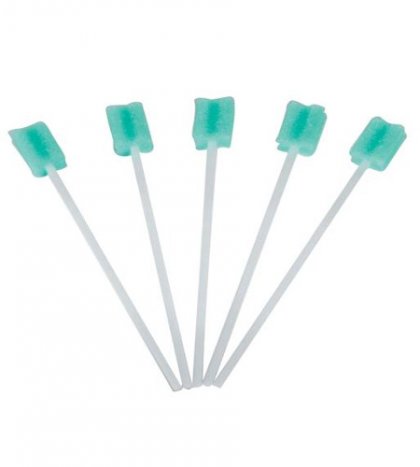 Non-humidified oral cleaning stick w/sponge