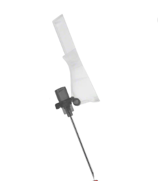 Black g22 hypodermic needle with microtip safety device