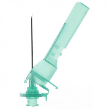 Light blue g23 hypodermic needle with microtip safety device