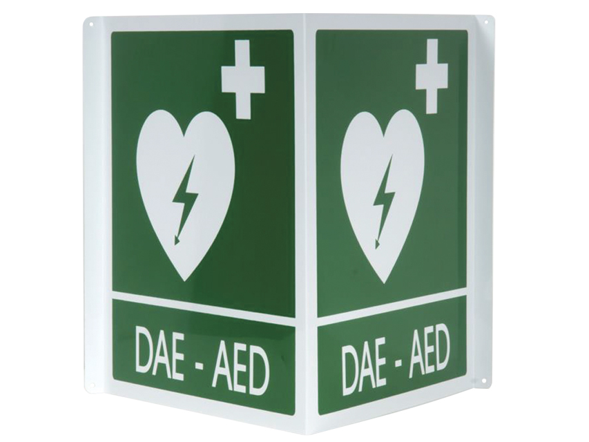 DOUBLE ALUMINUM AED/AED SIGNALLER CARD 34x36 cm for defibrillators