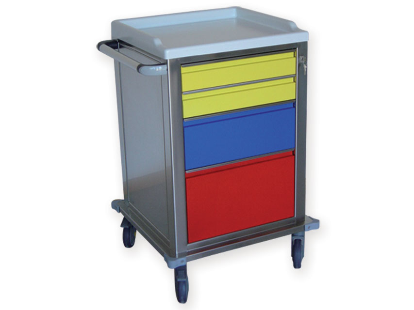 MODULAR STAINLESS STEEL TROLLEY 2+1+1 drawers