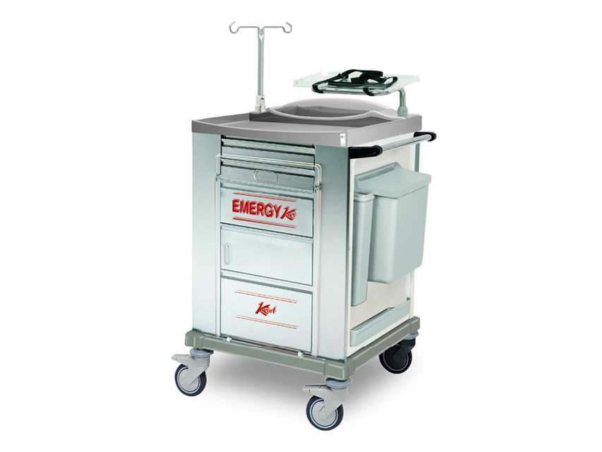 STAINLESS STEEL EMERGENCY TROLLEY small