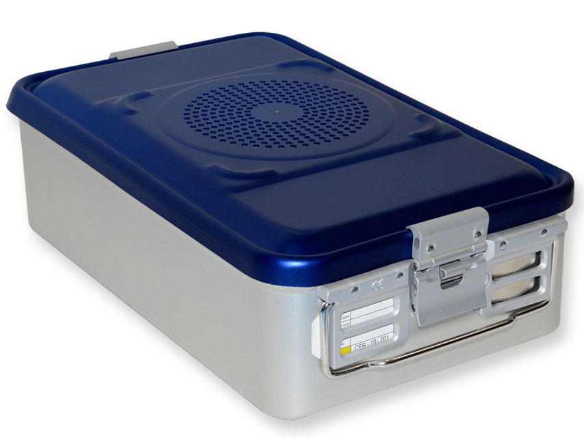 CONTAINER WITH FILTER medium h135 mm blue perforated