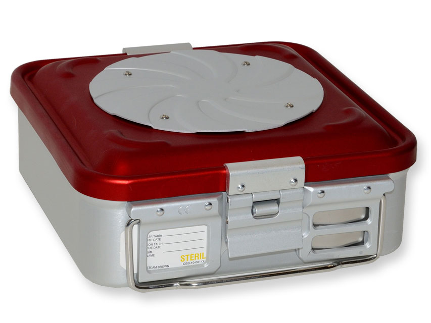 CONTAINER WITH VALVE small h100 mm red