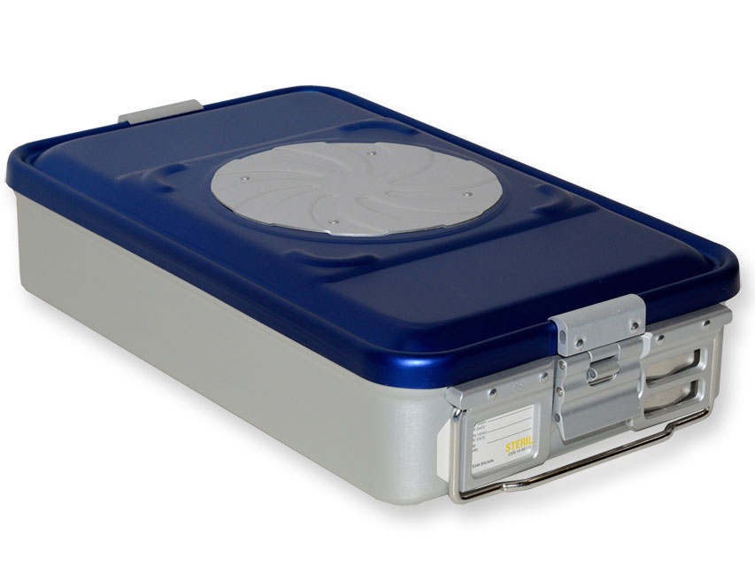 CONTAINER WITH VALVE medium h100 mm blue perforated