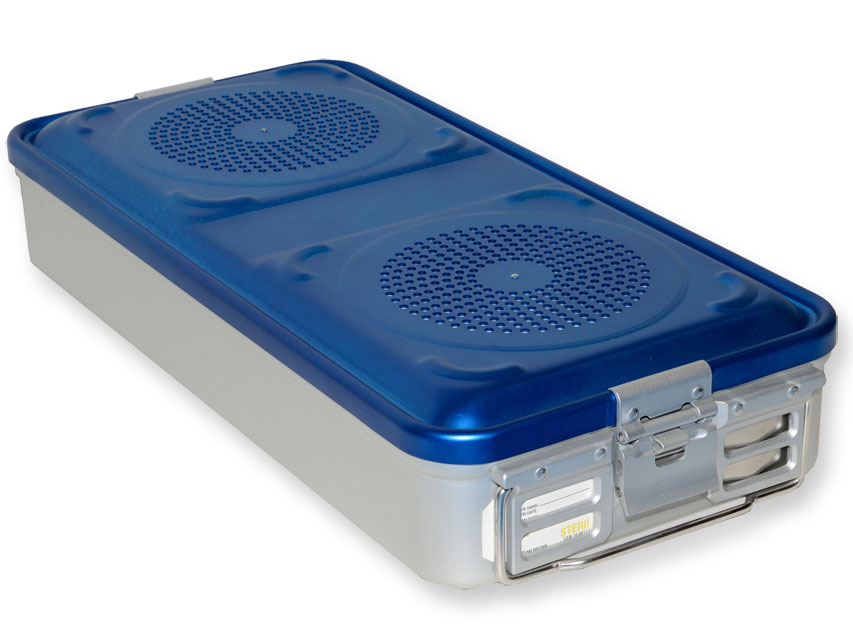 CONTAINER WITH FILTER large h100 mm blue perforated