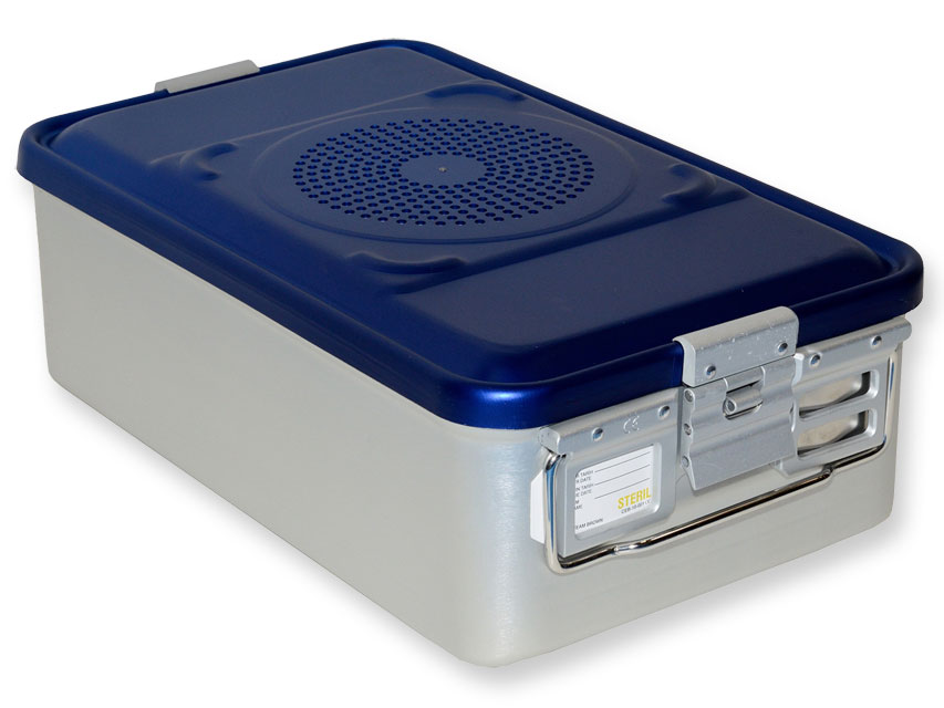 CONTAINER WITH FILTER medium h150 mm blue perforated