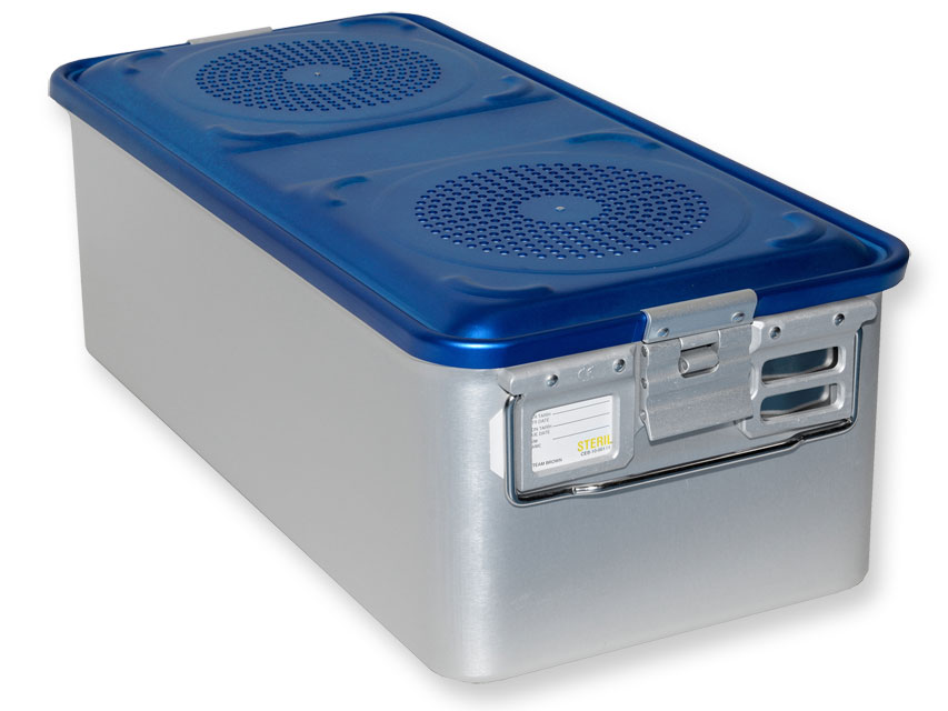 CONTAINER WITH FILTER large h200 mm blue perforated