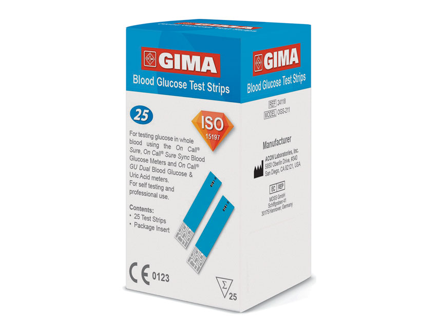 GLUCOSE STRIPS for GIMA GLUCOMETER