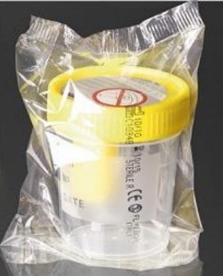 Urine container 30ml 27x80mm sterile in transparent polypropylene with screw cap
